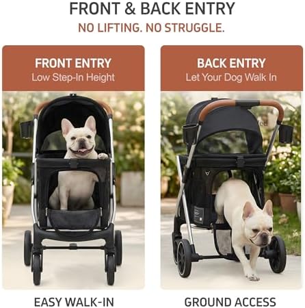 Pet Stroller for Large and Medium Dogs, One-Hand Foldable