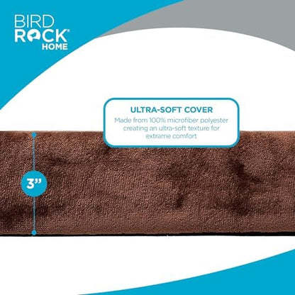 BIRDROCK HOME Memory 3" Memory Dog Bed | Ultra Soft Plush Pet Bed | Pet Mat (22 x 16, Brown)