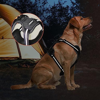 Amazon Basics No-Pull Dog Harness, Soft Padded Adjustable Vest with Reflective Stripes, Sturdy, X-Large, Black