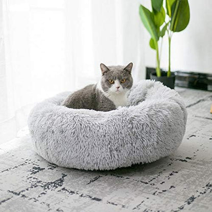 Dog Bed for Small Dogs & Cats, 24 Inch Medium Fluffy Washable Donut Bed