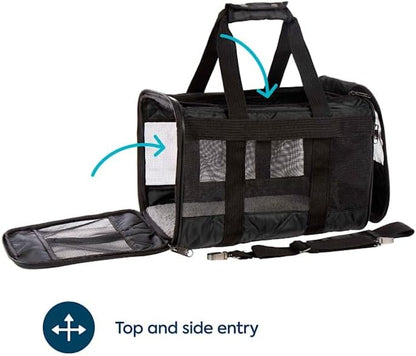 Sherpa Deluxe Guaranteed On Board Soft Sided Dog & Cat Carrier, Black, Medium