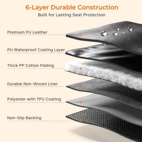 URPOWER Dog Car Seat Cover for Back Seat, Waterproof PU Leather