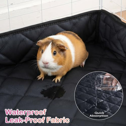 FunFurry Quilted Guinea Pig Cage Liner, Reversible & Absorbent Bottom Base, Cage Liners for Small Animals, Hamster Chinchilla Hedgehog Ferret Rabbit. (Dark Grey-Quilted, 24" X 48")