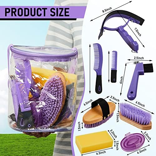 Cunhill 9 Pcs Horse Grooming Kit Tack Room Supplies, Cute, Purple