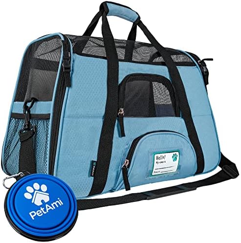 PetAmi Airline Approved Pet Carrier for Cats & Small Dogs, Large Light Blue