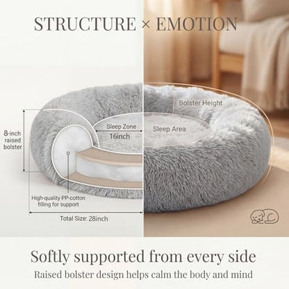 nononfish Small Dog Bed,Soft Calming Donut Plush Pet Bed