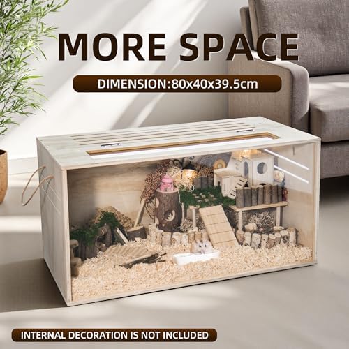 Pine Small Animals Houses&Habitats Chewproof, 32" Pine Guinea Pig Cage Hamster Cage for Small Animals (32" Medium, Normal)