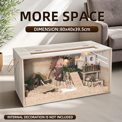 Pine Small Animals Houses&Habitats Chewproof, 32" Pine Guinea Pig Cage Hamster Cage for Small Animals (32" Medium, Normal)