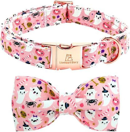 Lionheart Glory Halloween Dog Collar Bowtie - Heavy Duty & Adjustable - Fall Holiday Collar for Large Dogs - Female or Male - Gift