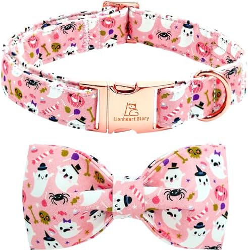 Lionheart Glory Halloween Dog Collar Bowtie - Heavy Duty & Adjustable - Fall Holiday Collar for Large Dogs - Female or Male - Gift