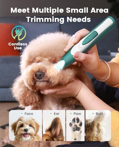 oneisall Low-Noise Dog Paw Trimmer with LED Light (Green)