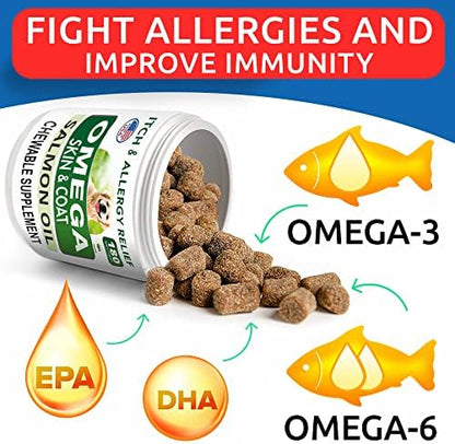 Omega 3 for Dogs - Fish Oil for Skin & Coat Health, Itch & Allergy Support