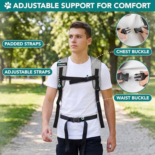 PetAmi Expandable Dog Backpack Carrier for Cats & Pets, Breathable Cat Carrier Backpack with Top Window & Multi-Entry, Ventilated Foldable Travel Carrier for Small Medium Pets up to 18 lbs, Light Gray