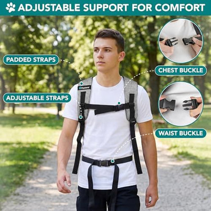 PetAmi Expandable Dog Backpack Carrier for Cats & Pets, Breathable Cat Carrier Backpack with Top Window & Multi-Entry, Ventilated Foldable Travel Carrier for Small Medium Pets up to 18 lbs, Light Gray