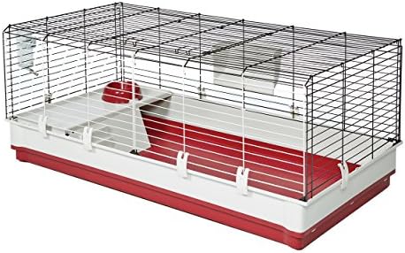 Midwest Homes for Pets Deluxe Rabbit & Guinea Pig Cage, X-Large, White & Red