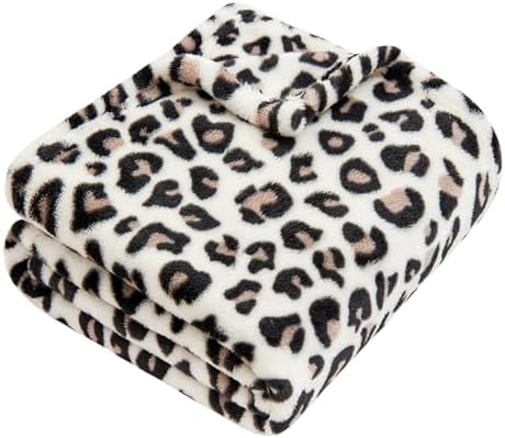 Yurhap Leopard Print Baby Blanket Fleece Baby Blankets for Boys Girls, Ultra Soft Cozy Fluffy Infant Toddler Newborn Receiving Blankets for Crib Stroller, 30"x40", Cream