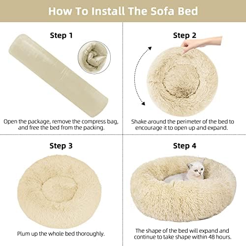 Nisrada Cat Beds for Indoor Cats,24 Inch Dog Bed for Small Melium Large Dogs, Washable-Round Pet Bed for Puppy and Kitten with Slip-Resistant Bottom