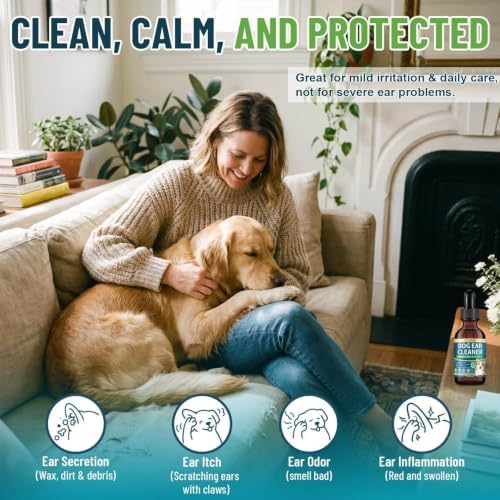 VICSOM Dog Ear Cleaner, Ear Drops for Dogs with Ozonated Olive Oil, 60 mL