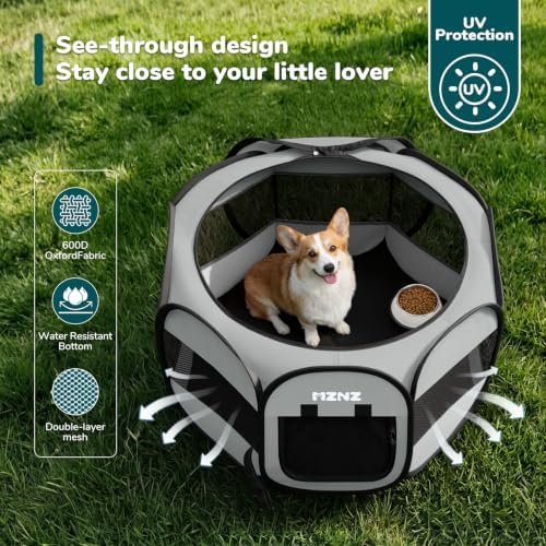Dog Cat Small Animal Puppy Playpen Crate, Medium, Whole Grey