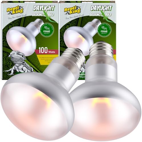 Reptile Heat Bulb Lamp, 2-Pack 100W Daylight Basking Spot, Bearded Dragon/Turtle/Lzard/Gecko Light Bulb, UVA Heat Lamp, Basking Light for Reptiles