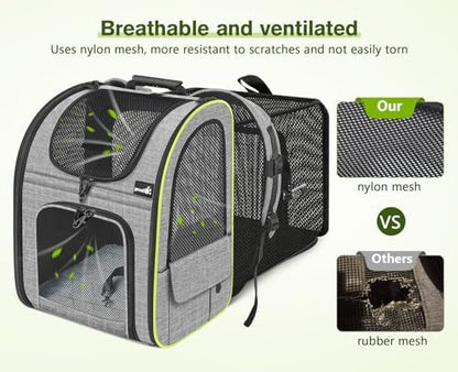 pecute Cat Backpack Carrier Expandable, Cat Backpack with Curtain