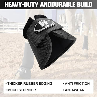 Horse Bell Boots for Outdoor Sports (Black, XL)