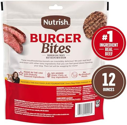 Nutrish Burger Bites Dog Treats, Beef Recipe, 12 oz. Pouch (Rachael Ray)