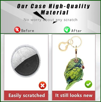 BORKUANA PU Leather Keychain Holder Protective Case Compatible with AirTag