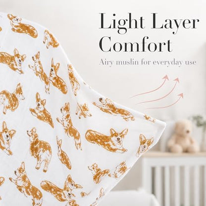 Mud Pie Baby Dog Breed Swaddle Blanket, Corgi, 47" x 47"