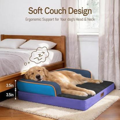 Comfort Expression Washable Dog Bed with Bolster for Medium to Large Dogs