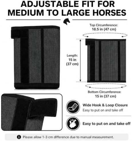 Fly Boots for Horses Set of 4 - Breathable Mesh Equine Leg Protection,Anti-Sag Stay-On Horse Fly Boots,Reduces Stomping & Fatigue,UV-Block, Adjustable Fit for Medium to Large Horses