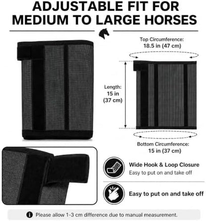Fly Boots for Horses Set of 4 - Breathable Mesh Equine Leg Protection,Anti-Sag Stay-On Horse Fly Boots,Reduces Stomping & Fatigue,UV-Block, Adjustable Fit for Medium to Large Horses