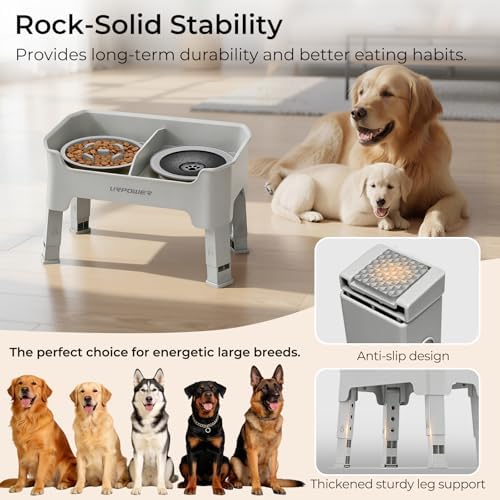 URPOWER Mess Proof Elevated Dog Bowls 4 Height Adjustable Raised Stand