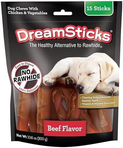 DreamBone DreamSticks Rawhide-Free Dog Treats With Real Protein, 15 Count