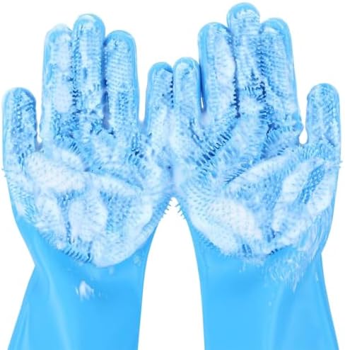Pecute Silicone Pet Grooming Gloves for Washing Cats Dogs Bath Brush Large