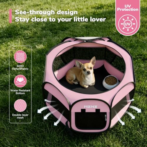 Dog Cat Small Animal Puppy Playpen Crate, Small, Whole Pink