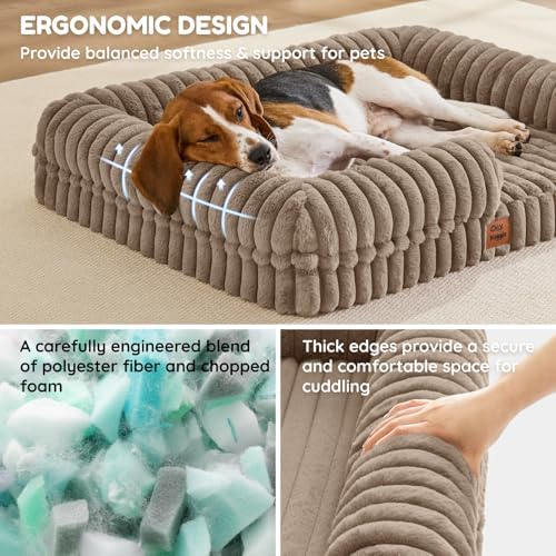 ChiXnuggle Faux Fur Orthopedic Dog Bolster Bed, Waterproof Washable Cover