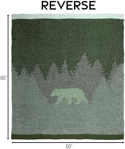 Carstens, Inc. Luxury Soft Stretchy Reversible Plush Throw Blanket, Large 50" x 60", Smoky Mountain Bear