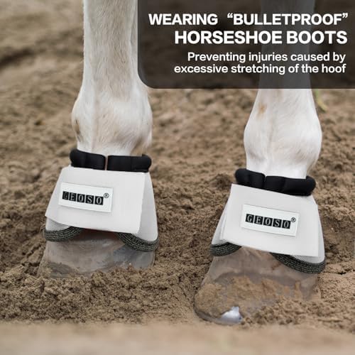 GEOSO Bell Boots for Horses,Ballistic Overreach Horse Boots | Superb Protection, Durability&Comfort,360 Degree Wrap