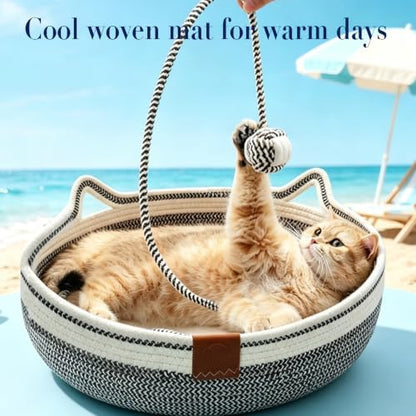 Handwoven Cat Basket Designed to Stimulate Natural Instincts, 15.8 in