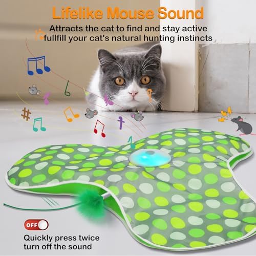 Interactive Cat Toys,Moving Concealed Feathers Toy for Indoor Cats