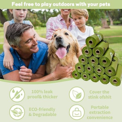 Enhanced Strength Dog Poop Bags - 300 Count Leak-Proof Scented Rolls | Biodegradable Pet Waste Bags with Dispenser, Extra Thick Dog Poo Bags for Puppy & Large Breed Cleanup