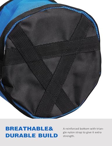 Harrison Howard Horse Muzzle Feed Bag Nylon Mesh Grain Feed Bag with Padded Neck Strap Adjustable Belt Blue Medium