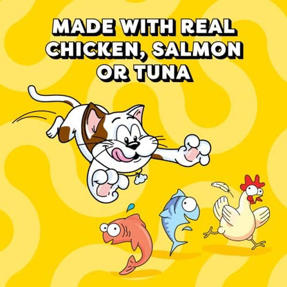 Temptations Creamy Puree Cat Treats, Chicken, Salmon & Tuna, 24 Count, 3pk