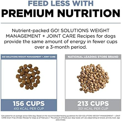 Go! Solutions Weight Management + Joint Care Chicken Grain-Free Dry Dog Food, Premium Kibble for Adults & Seniors with Added Glucosamine & Chondroitin for Healthy Mobility, 12 lb Bag