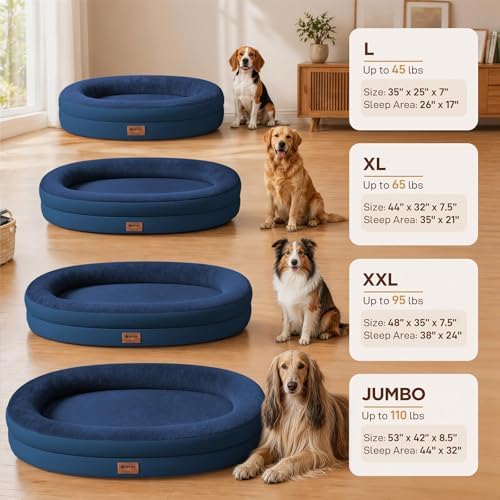 Waterproof Orthopedic Dog Bed for Extra Large Dogs, Navy