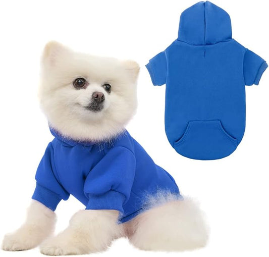 KOOLTAIL Dog Hoodie for Large Medium Small Dogs,Soft and Warm Pet Sweater with Leash Hole and Pocket Boy Girl,Puppy Fall Winter Jacket Clothes,French Pitbull Cold Weather Coat Sweatshirt,Blue M