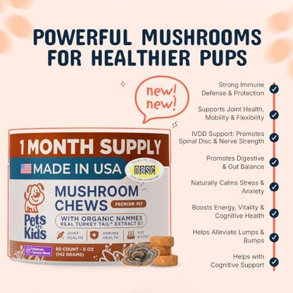 Pets are Kids Turkey Tail Mushroom for Dogs, Gut, Skin and Joint Support