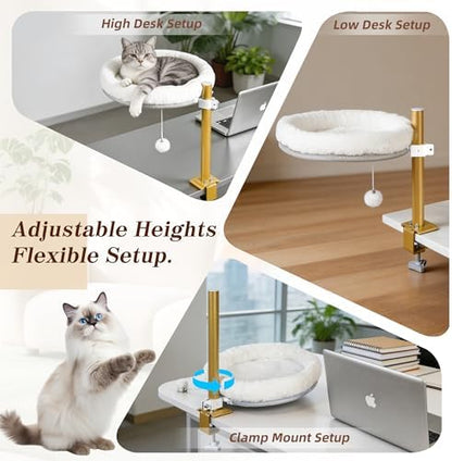Cat Desk Bed Clamp-On Hammock, 360 Rotating Perch for Desk, Chair & More
