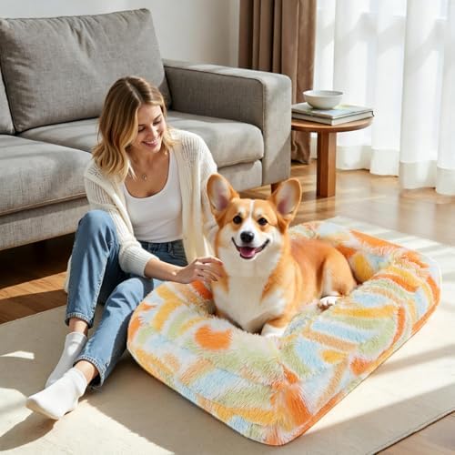 Calming Soft Donut Dog Bed,Cuddler Warming Cozy Cat Beds for Indoor Cats,Fluffy Plush Cushion Beds for Small Medium Sized Dog and Cat